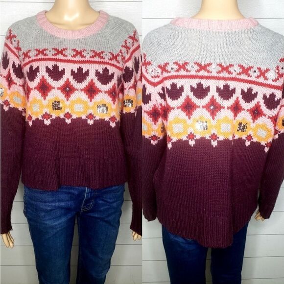 Cinq a Sept Gianni Sequin Fair Isle Sweater - Picture 8 of 16